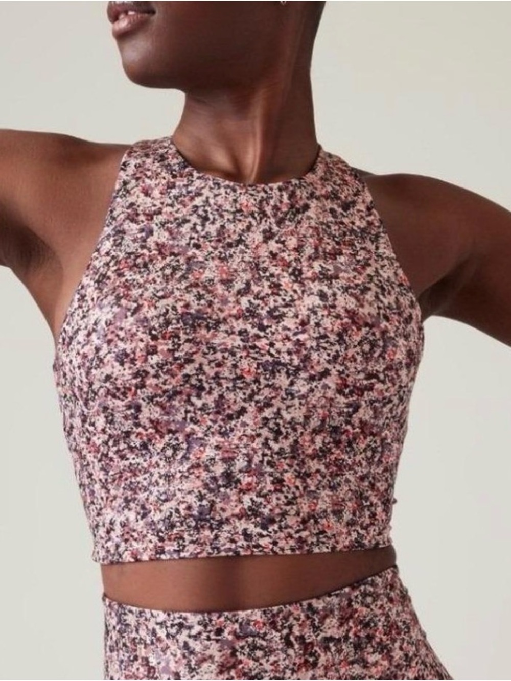 Athleta conscious Crop Tank Top/ sports bra- Pink Multi